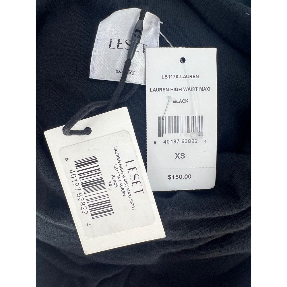 LESET Lauren High Waist Maxi Skirt Black NWT Size XS - Picture 7 of 9